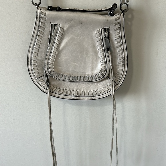 Rebecca Minkoff Vanity Saddle Bag Small Gray Crossbody Bag Purse Pockets - Picture 5 of 13